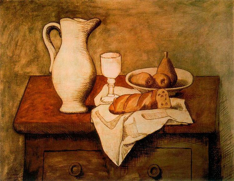 Pablo Picasso Oil Paintings Still Life With Jug And Bread